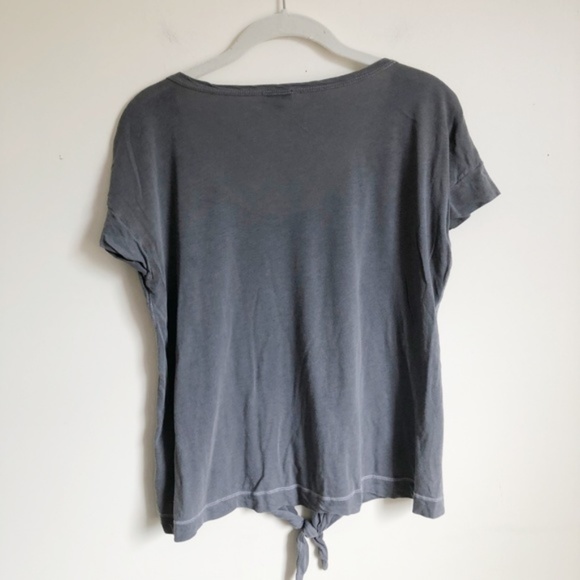 Anthropologie Gray Short Sleeve Tie Front Tee - Picture 4 of 8